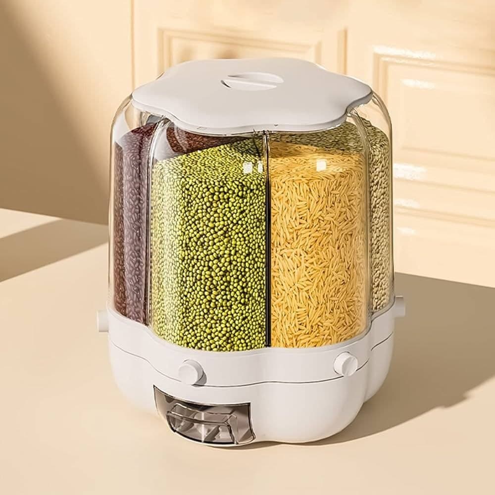 360° Rotating 6-in-1 Rice Barrel