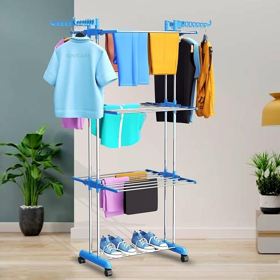 Full Size Heavy Duty 3-Layer Cloth Drying Stand 3