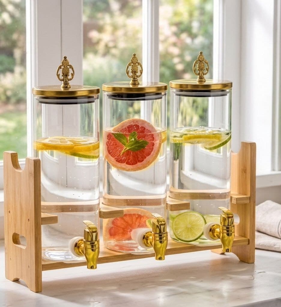 Elegant 3-Jar Beverage Dispenser