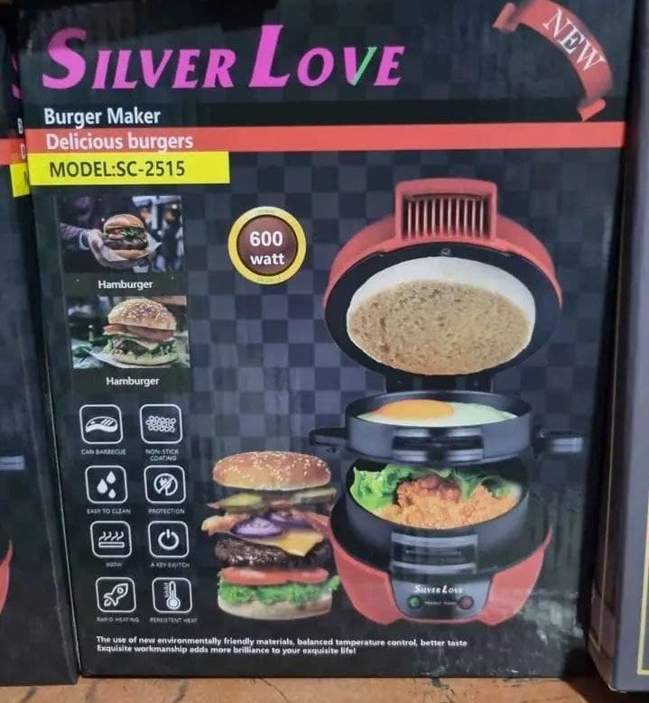 Silver Love Burger Maker (Model SC-2515) 2